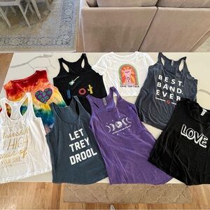 Lot of 8 Phish Phan Tank Tops & Shirts Size S/M Fishman Trey Jam Band Tour Pham
